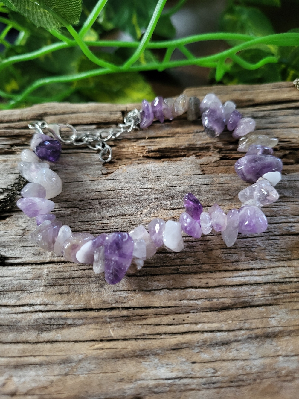 Handmade Amethyst Chip Bracelet - Purple Gemstone
